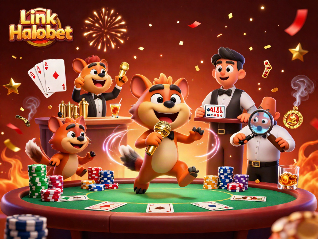 Experience dynamic fun at Link Halobet's comedy casino with hyenas in action!