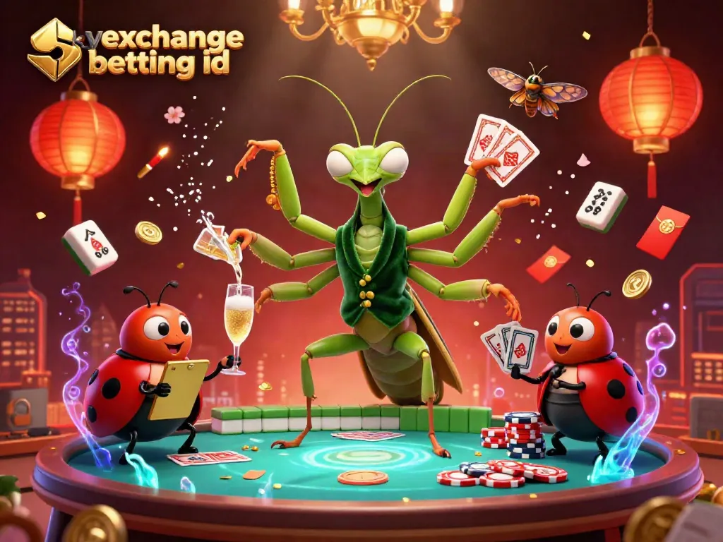 Experience vibrant gambling action with skyexchange betting id amidst colorful casino elements and characters.