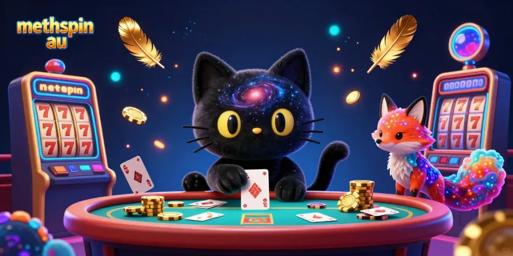 Experience thrilling gameplay at methspin au with golden chips and vibrant cosmic characters.