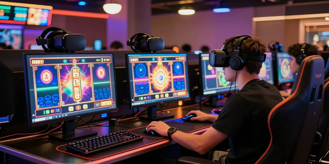 Pengalaman gaming online luxury111 dengan individu terlibat di kasino virtual yang cerah.