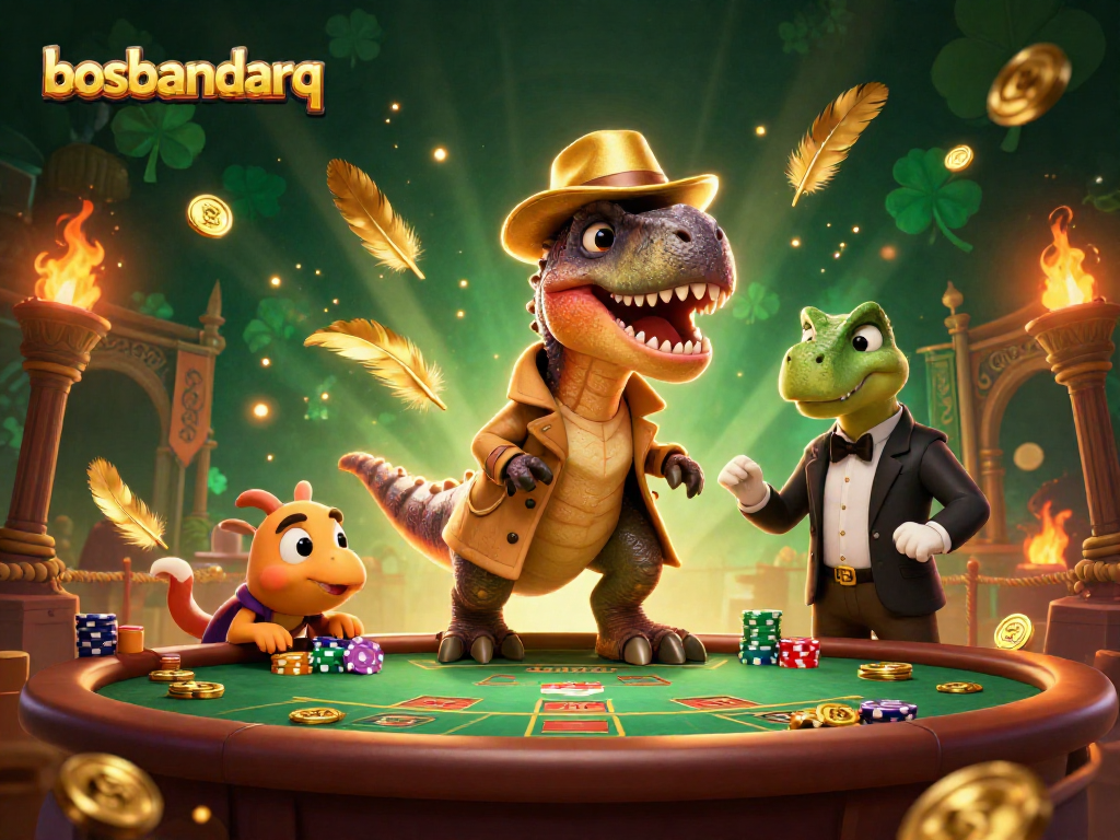 Engage in thrilling gameplay with bosbandarq at a dynamic blackjack table featuring cartoon dinosaurs.