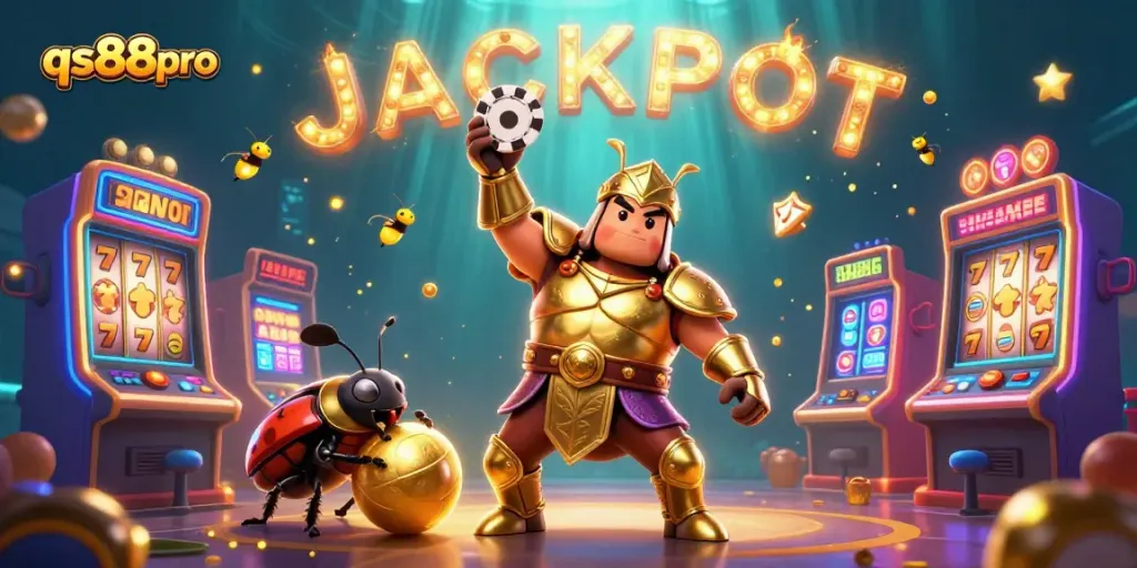 Experience the thrilling qs88pro casino world with vibrant 3D characters celebrating a jackpot win!