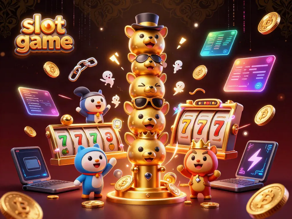 Spin the slot game with vibrant symbols, golden totem, and dynamic crypto elements.