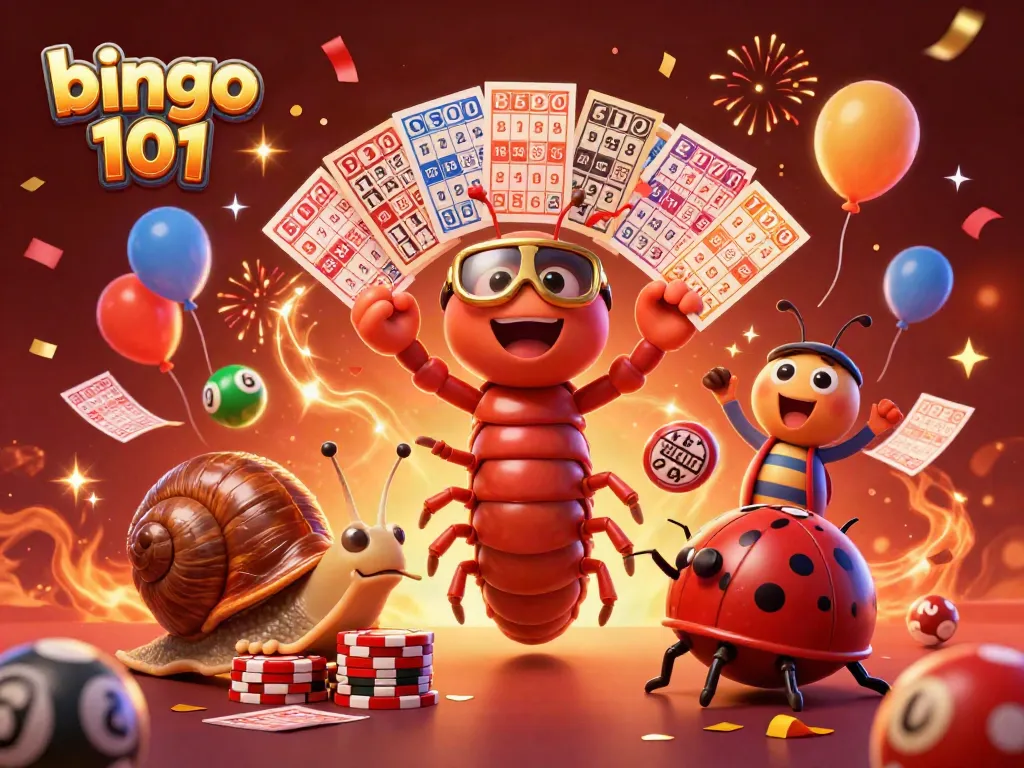 Menang besar dengan bingo 101 sambil merayakan di momen permainan yang seru.