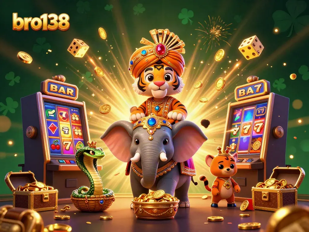 Experience the excitement of bro138 with vibrant casino elements and characters in a thrilling gaming scene.