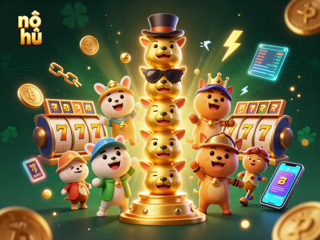 Engage in exciting nổ hũ action with vibrant casino symbols and character energy.