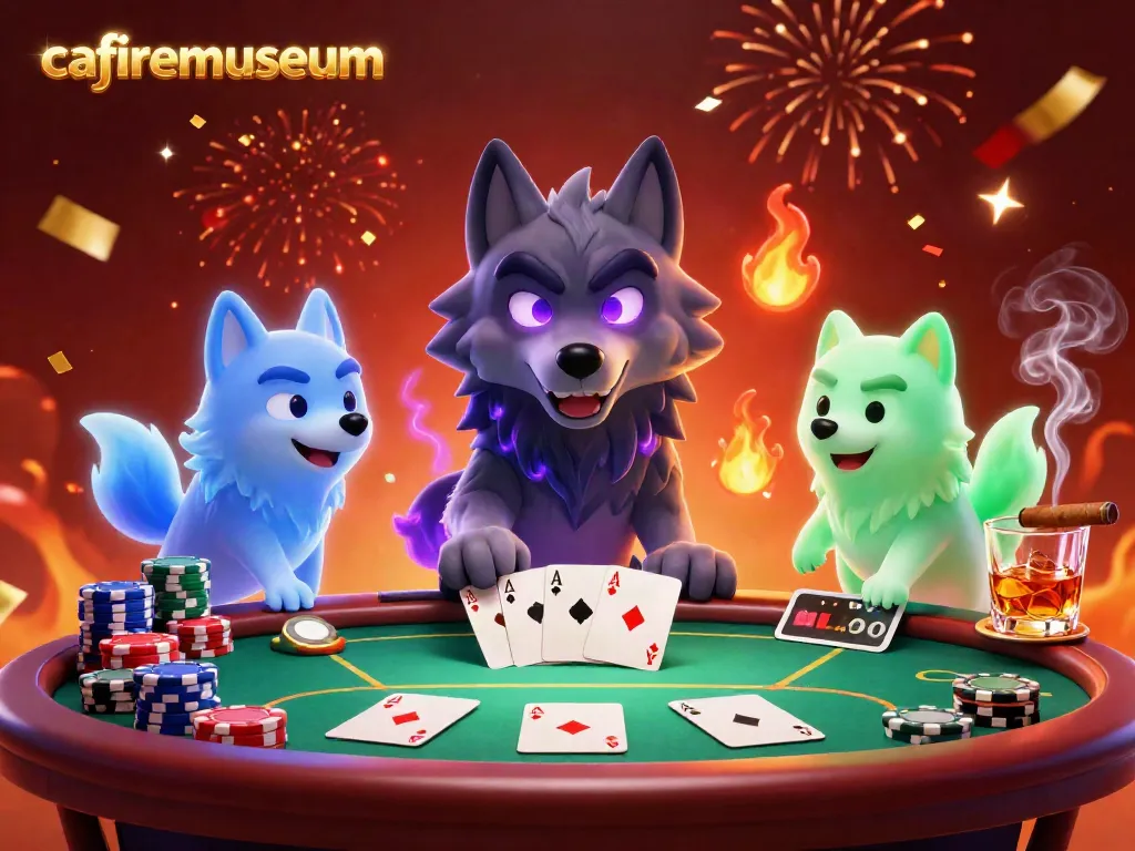 Engage with cafiremuseum's immersive casino adventure featuring ghostly wolves and poker elements.