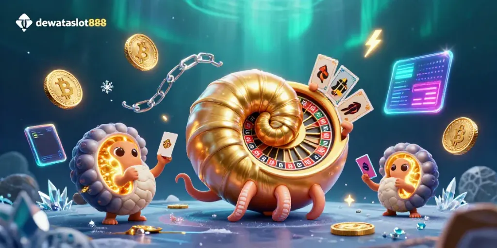 Menangani peluang bermain dengan link dewataslot888 di ilustrasi kasino digital 3D yang menarik.