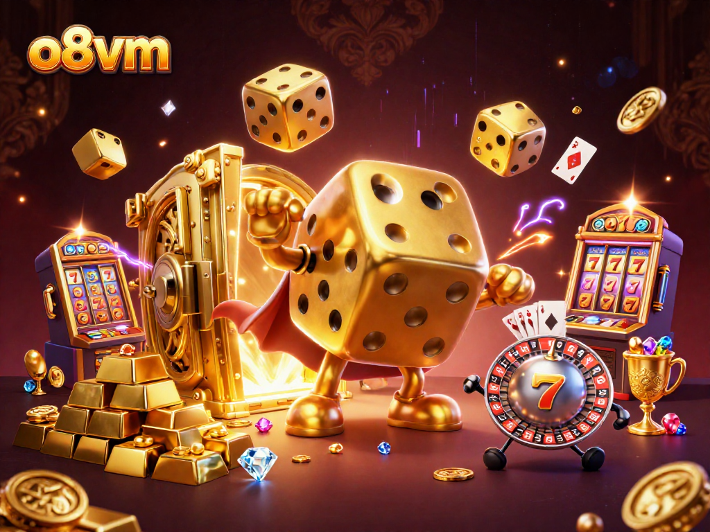 Engage with o8vm's massive golden dice golem and thrilling casino experience.