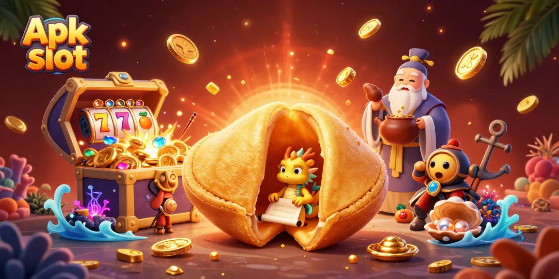 Meraih keberuntungan dengan Apk slot, gambar kartu dan simbol slot mengelilingi karakter ceria.