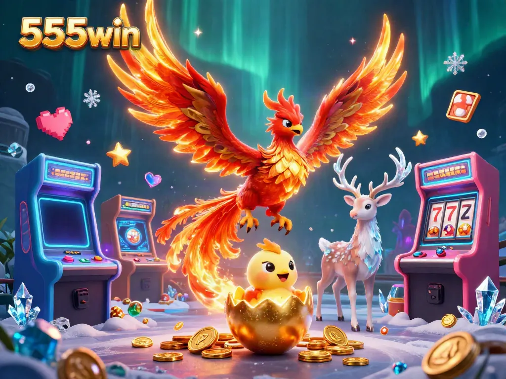 Experience high-energy slot excitement with 555win featuring a phoenix and casino game elements