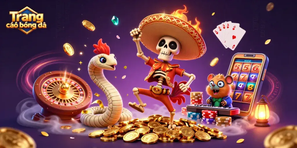 Experience Trang cá độ bóng đá excitement with a festive victory dance and vibrant game elements.