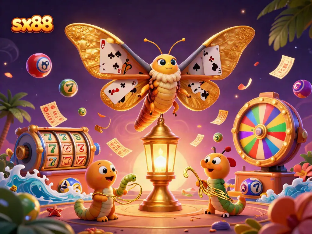Experience the excitement of sx88 gaming with vibrant symbols in a dynamic casino scene.