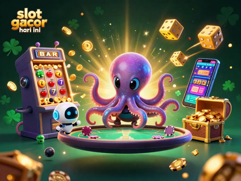 Engage in thrilling slot gacor hari ini action with a dazzling 3D scene of an alien octopus at a poker table
