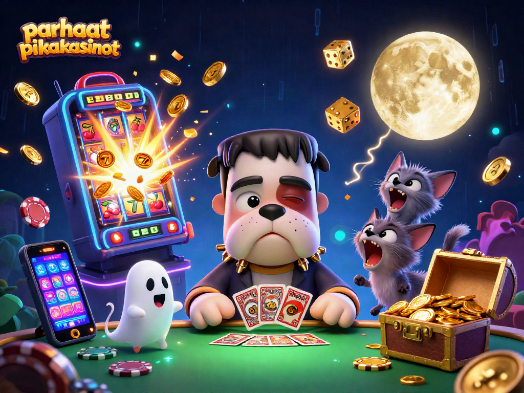 Explore parhaat pikakasinot in this vibrant 3D illustration of monster characters at a spooky casino table.