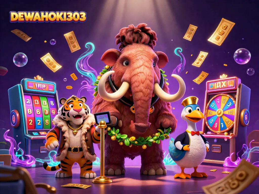 DEWAHOKI303 menawarkan pengalaman bermain slot online yang mendebarkan dengan bouncer kasino dan tiket yang berkilauan.