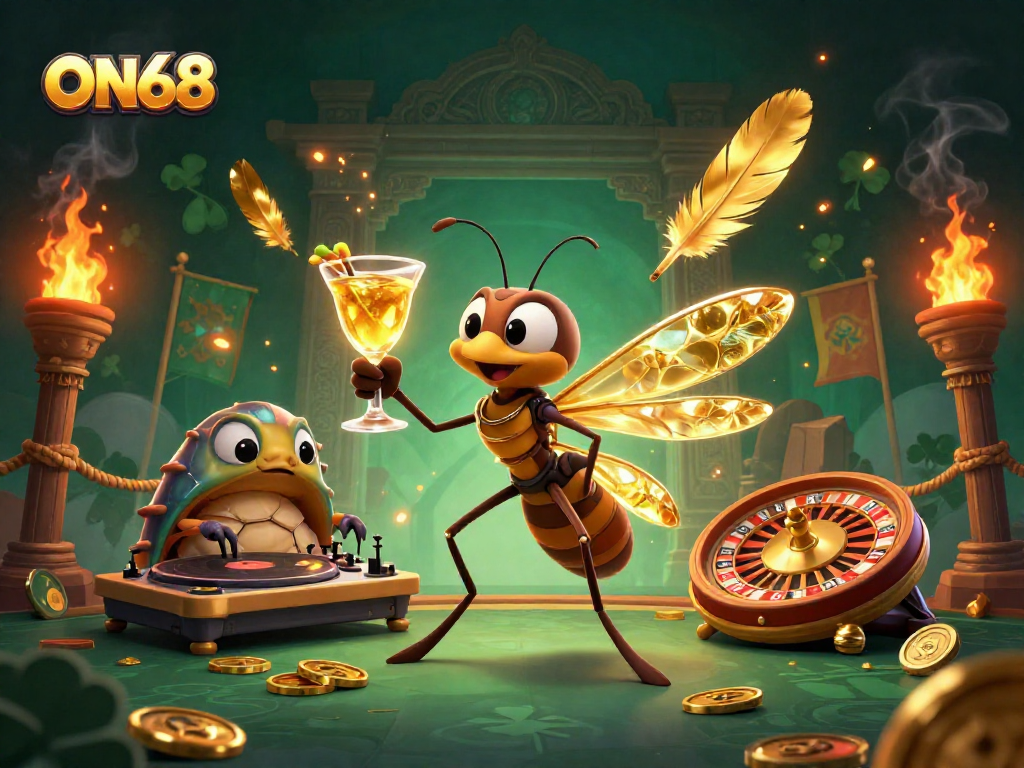 Experience the thrill of ON68's casino atmosphere with vibrant characters and dynamic elements.