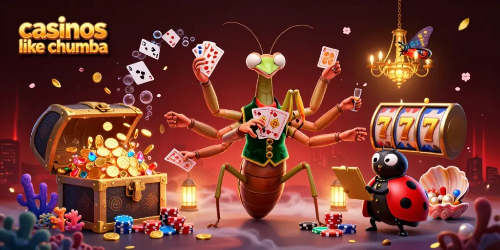 Engage with casinos like Chumba, featuring a vibrant scene of play, cash prizes, and colorful game elements.