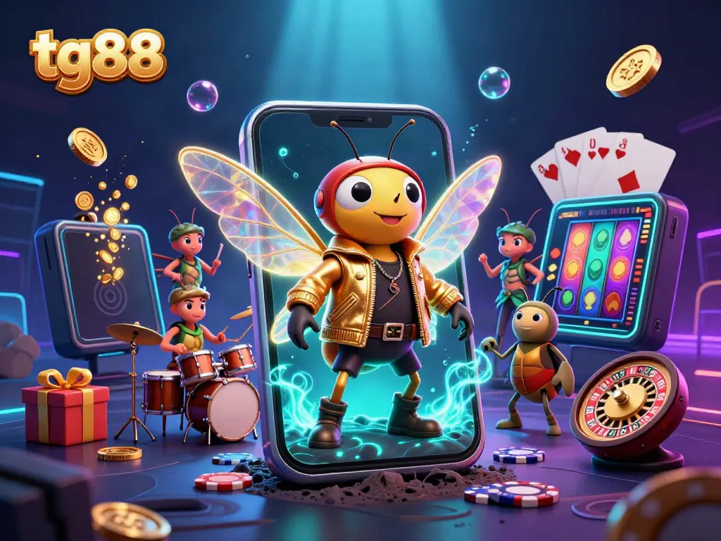 Experience the excitement of tg88 with vibrant casino elements and a dynamic rock star scene.