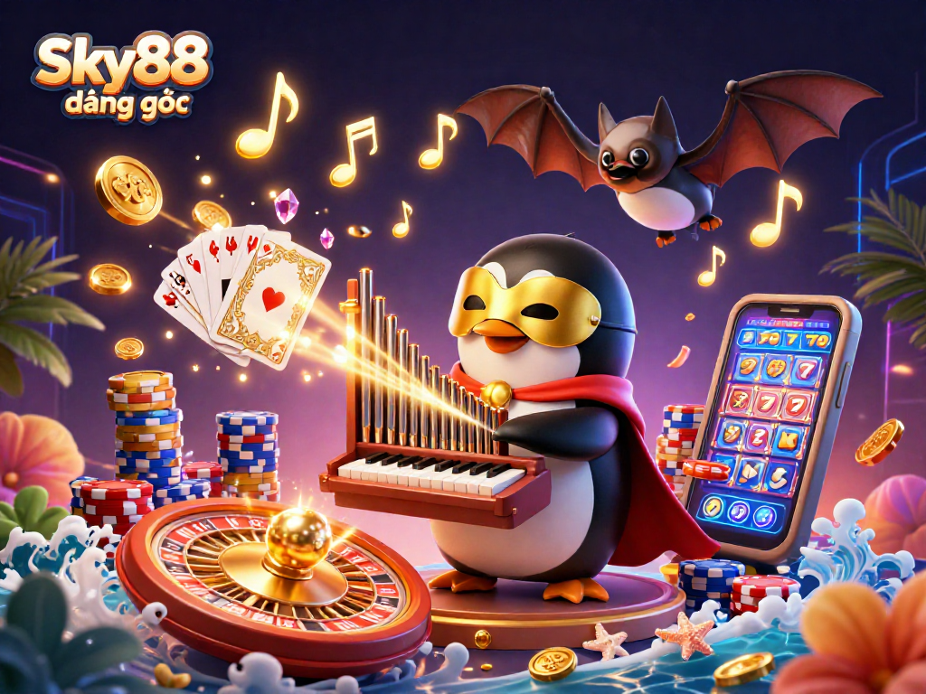 Experience exciting games at Sky88 đăng nhập with golden coins, a colorful theme, and dynamic casino elements.