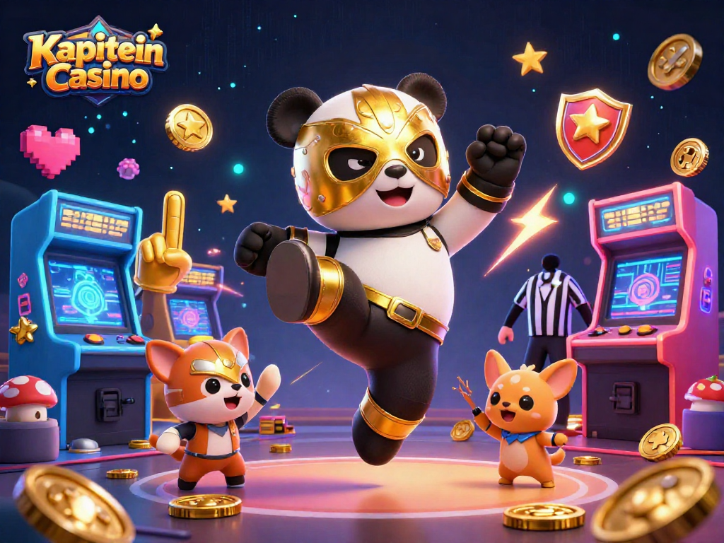 Gambarkan keceriaan pemain di Kapitein Casino saat meraih kemenangan dengan simbol slot yang berkilau.
