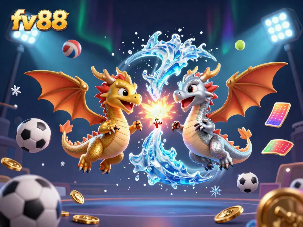 Experience high-stakes excitement with fv 88's thrilling dragon-inspired casino illustration.