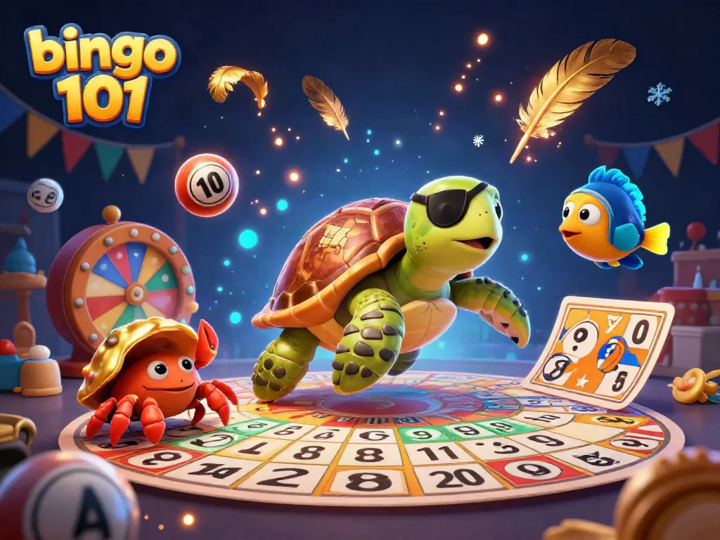 Join bingo 101 fun with vibrant bingo cards and colorful characters in this energetic mobile gaming scene.