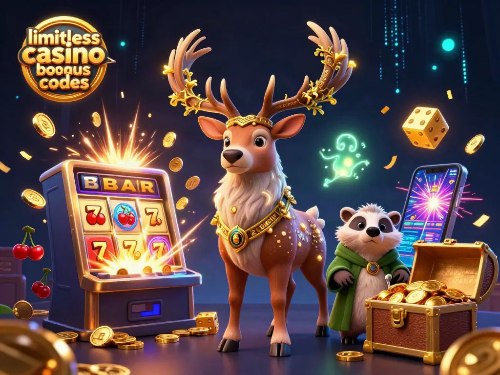 Engage with limitless casino bonus codes through a dynamic 3D fantasy scene filled with thrilling gaming elements.
