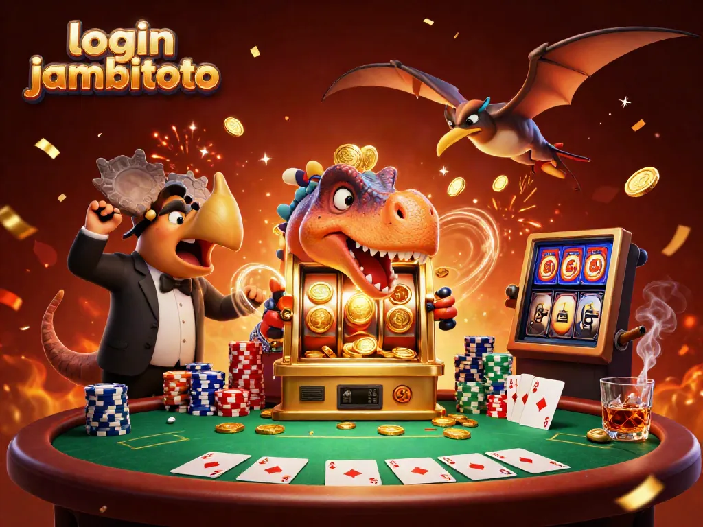 Headbutting pachycephalosaurus wins jackpot coins at login jambitoto slots with a panicked casino manager.