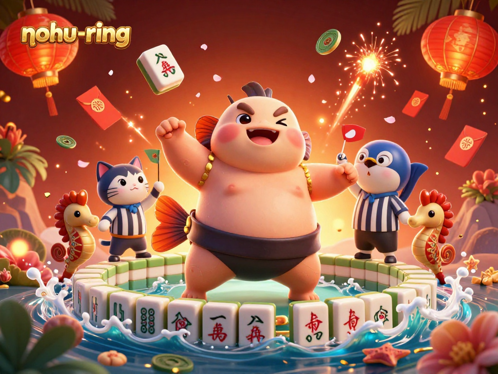 Engage in the thrilling world of nohu-ring with vibrant underwater characters and festive elements.