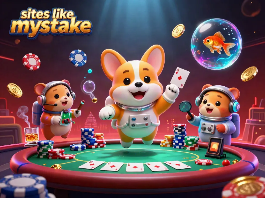 Engage with sites like mystake through this vibrant space casino illustration filled with excitement.