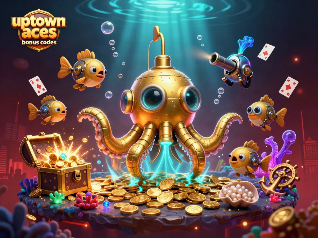 Claim superior rewards using uptown aces bonus codes with engaging casino-themed elements including vibrant coins and cards.