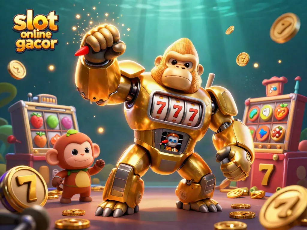 Experience excitement with the slot online gacor as a golden gorilla mech unleashes winning moments and jackpots.