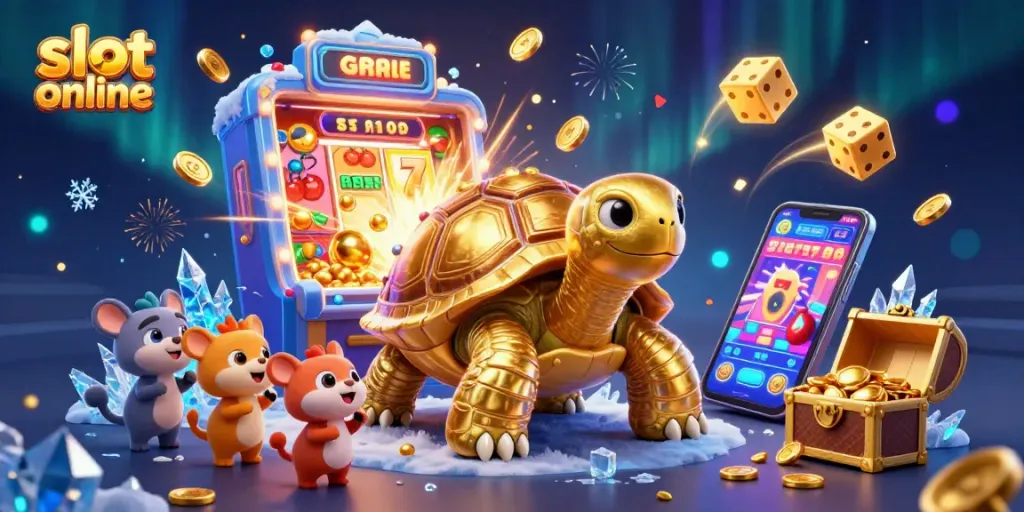 Spin and win with thrilling slot online action surrounded by gold and excitement.