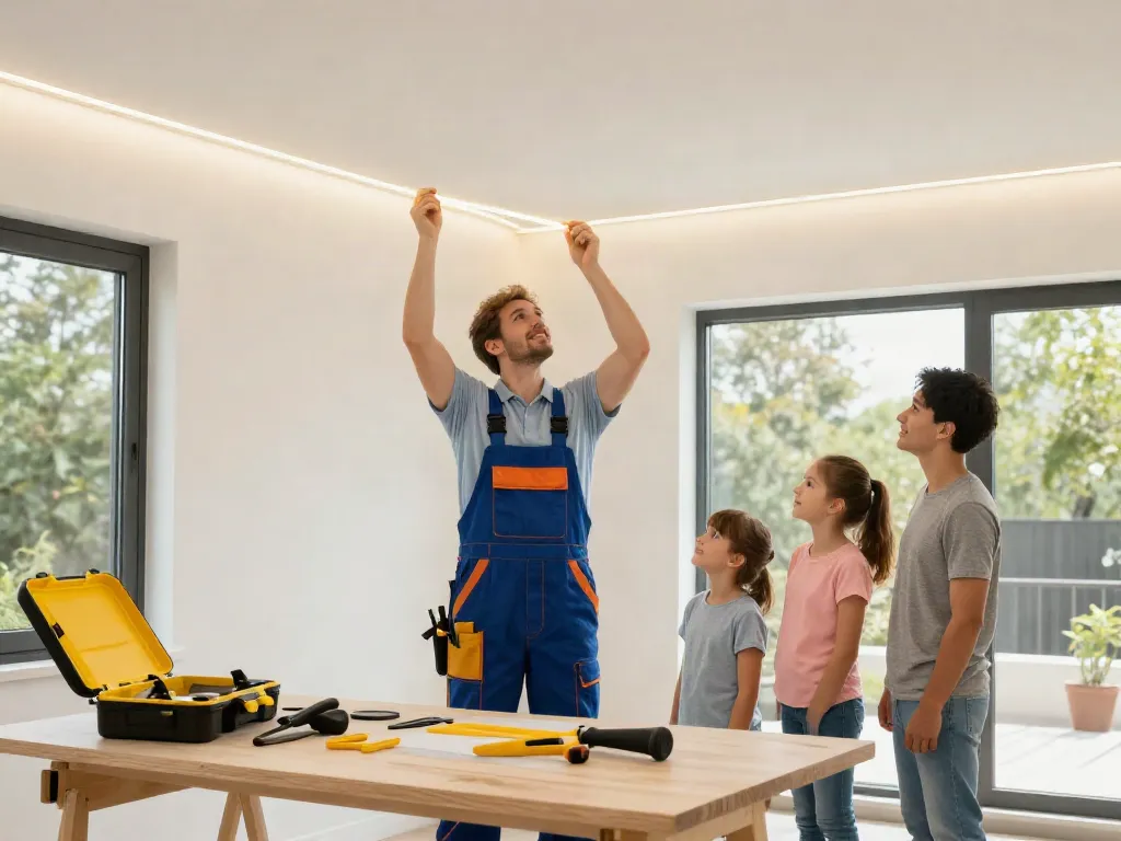 Instalarea benzilor LED de către un profesionist local, oferind servicii de încredere și calitate.